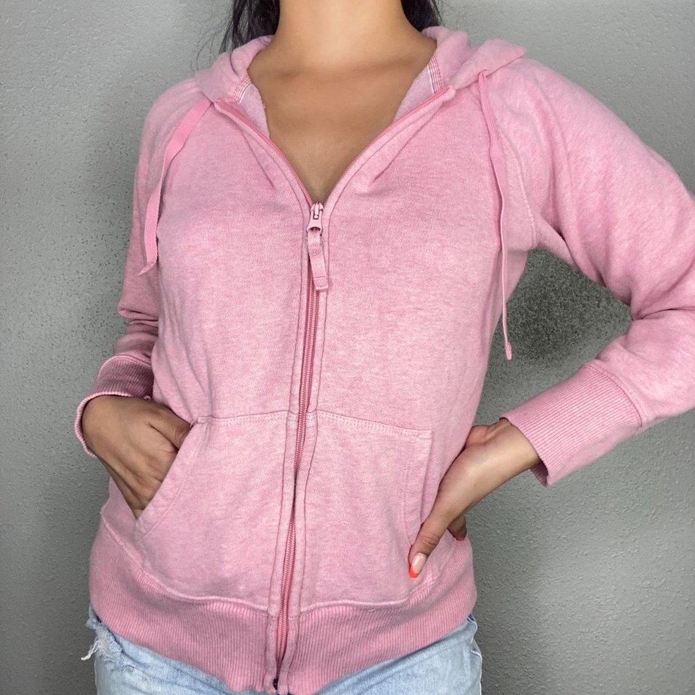 Baby pink Y2K zip up hoodie jacket in great condition and super cozy and soft by
